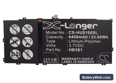 Huawei MediaaPad 10FHD Replacement Battery, 3.7V, 6400mAh, Li-Polymer 5