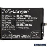 Huawei Mate 10 Lite Replacement Battery, 3.85V, 3900mAh, Li-Polymer 3