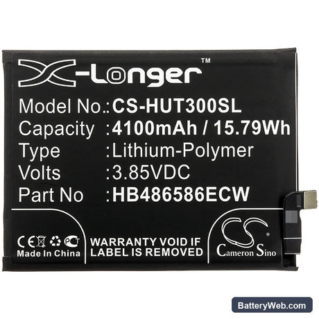 Huawei Mate 30 Replacement Battery, 3.85V, 4100mAh, Li-Polymer 3