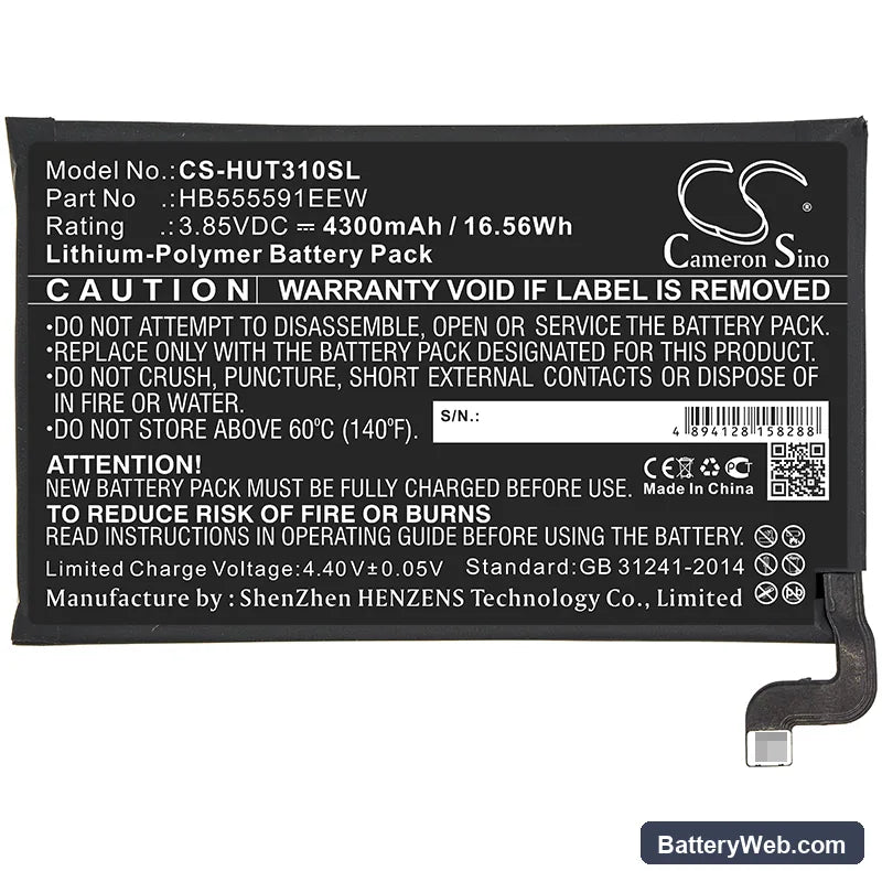 Huawei Mate 30 Pro Replacement Battery, 3.85V, 4300mAh, Li-Polymer 3