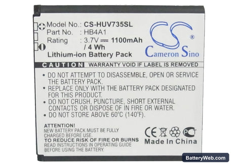 Huawei U6100 Replacement Battery, 3.7V, 1100mAh, Li-ion 5