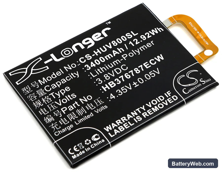 Huawei Honor V8 Replacement Battery, 3.8V, 3400mAh, Li-Polymer 1