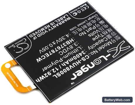 Huawei Honor V8 Replacement Battery, 3.8V, 3400mAh, Li-Polymer 2