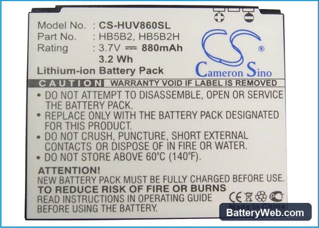 Vodafone V830 Replacement Battery, 3.7V, 880mAh, Li-ion 5