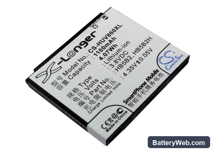 Huawei C5900 Replacement Battery, 3.7V, 1100mAh, Li-ion 2
