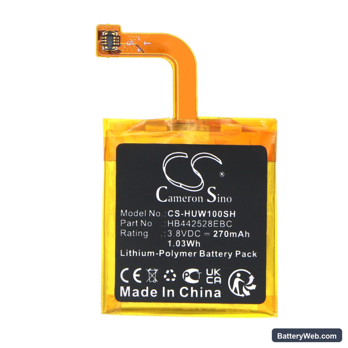 Huawei Watch 1 Replacement Battery, 3.8V, 270mAh, Li-Polymer 3