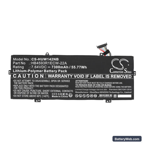 Huawei MateBook X Pro 2021 Replacement Battery, 7.64V, 7300mAh, Li-Polymer 3