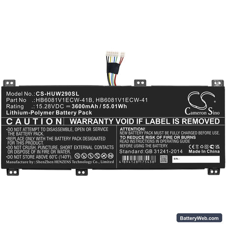 Huawei MateBook D 16 Replacement Battery, 15.28V, 3600mAh, Li-Polymer 3
