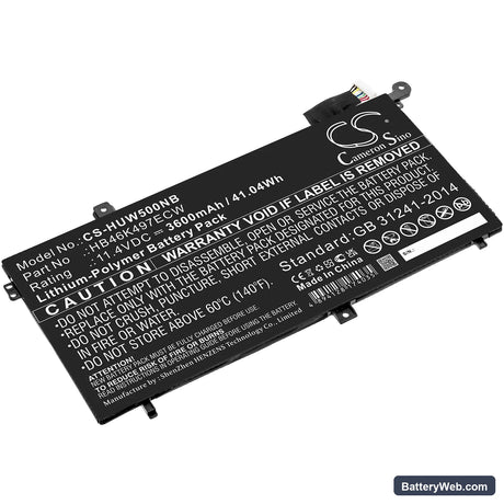 Huawei MateBook D Replacement Battery, 11.4V, 3600mAh, Li-Polymer 1