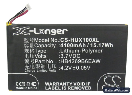 Huawei Honor X1 7D-504L Replacement Battery, 3.7V, 4100mAh, Li-Polymer 5