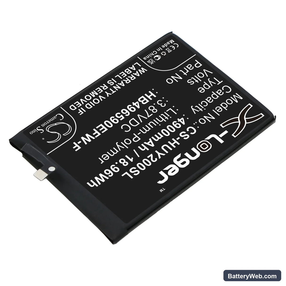 Huawei Honor Play 20 Replacement Battery, 3.87V, 4900mAh, Li-Polymer 2