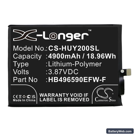 Huawei Honor Play 20 Replacement Battery, 3.87V, 4900mAh, Li-Polymer 3