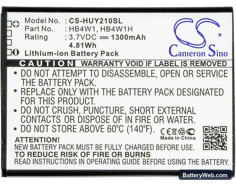 Huawei Ascend Y210 Replacement Battery, 3.7V, 1300mAh, Li-ion 5