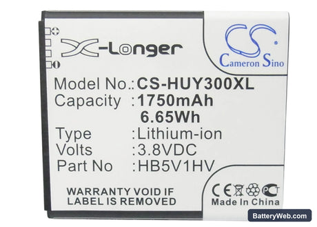 Huawei Y300 Replacement Battery, 3.8V, 1750mAh, Li-ion 5
