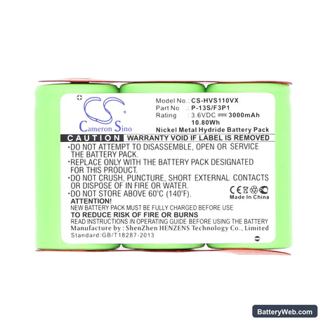 Hoover S1105 Replacement Battery, 3.6V, 3000mAh, Ni-MH 4