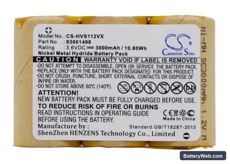 Hoover S1120 Replacement Battery, 3.6V, 3000mAh, Ni-MH 1