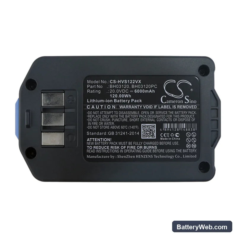 Hoover Air Cordless 2-in-1 Deluxe Stick Replacement Battery, 20V, 6000mAh, Li-ion 5