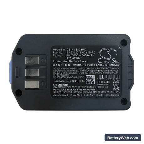 Hoover Air Cordless 2-in-1 Deluxe Stick Replacement Battery, 20V, 6000mAh, Li-ion 5