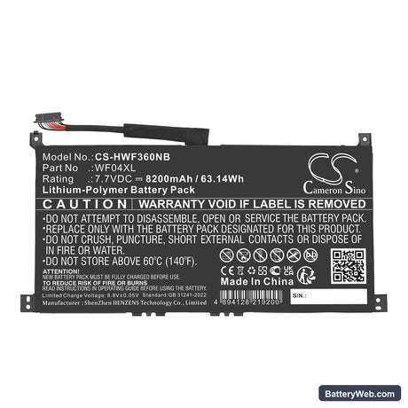 HP ENVY X360 13-BF0000CI Replacement Battery, 7.7V, 8200mAh, Li-Polymer 3