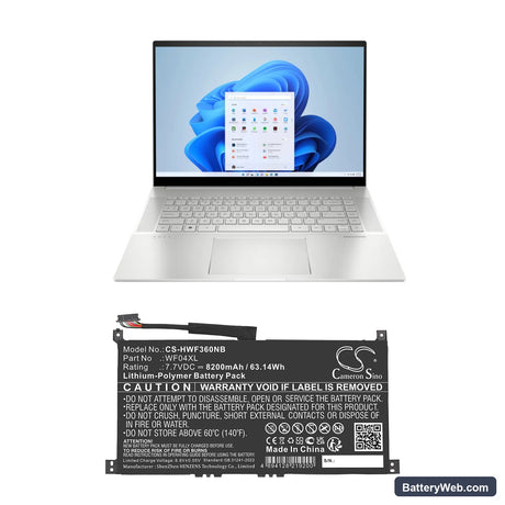 HP ENVY X360 13-BF0000CI Replacement Battery, 7.7V, 8200mAh, Li-Polymer 6