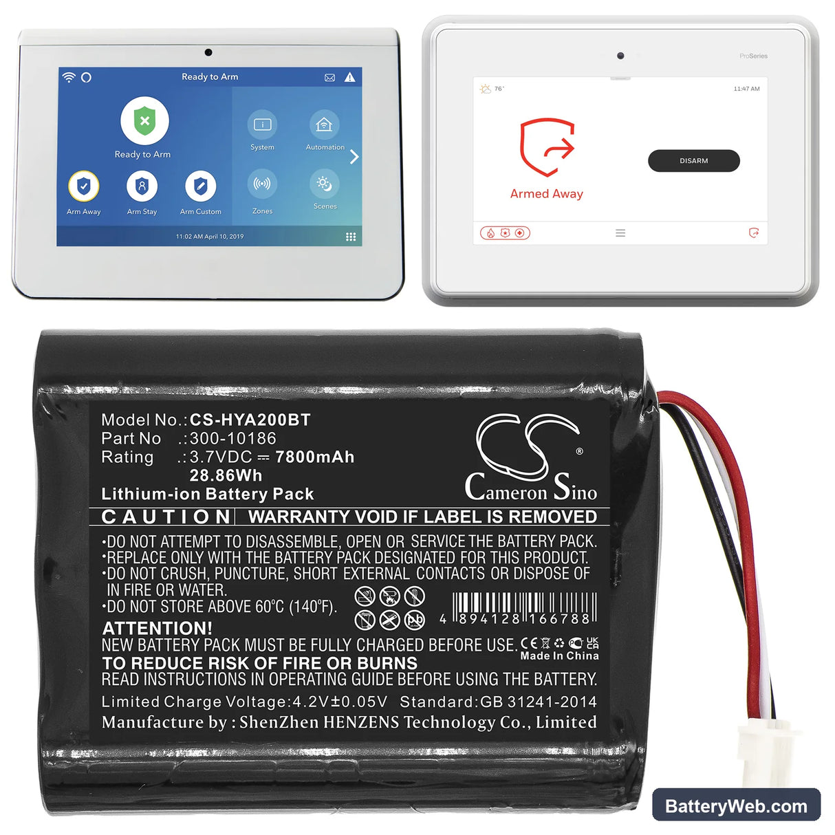Honeywell Pro 7 Replacement Battery, 3.7V, 7800mAh, Li-ion 6