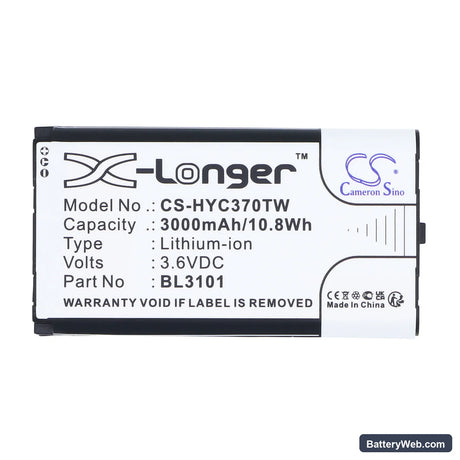 Hytera PNC370 Replacement Battery, 3.6V, 3000mAh, Li-ion 5