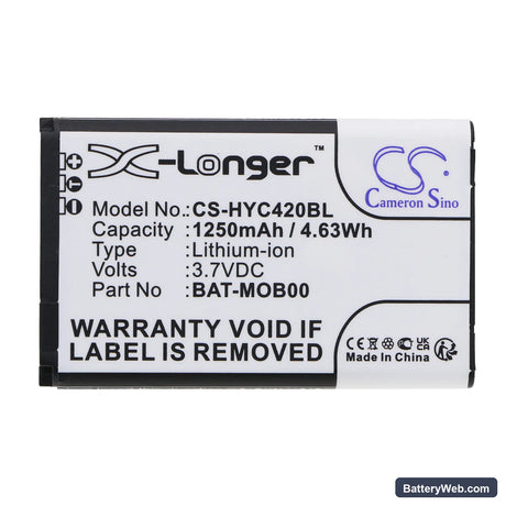 Honeywell Captuvo SL22 Replacement Battery, 3.7V, 1250mAh, Li-ion 3