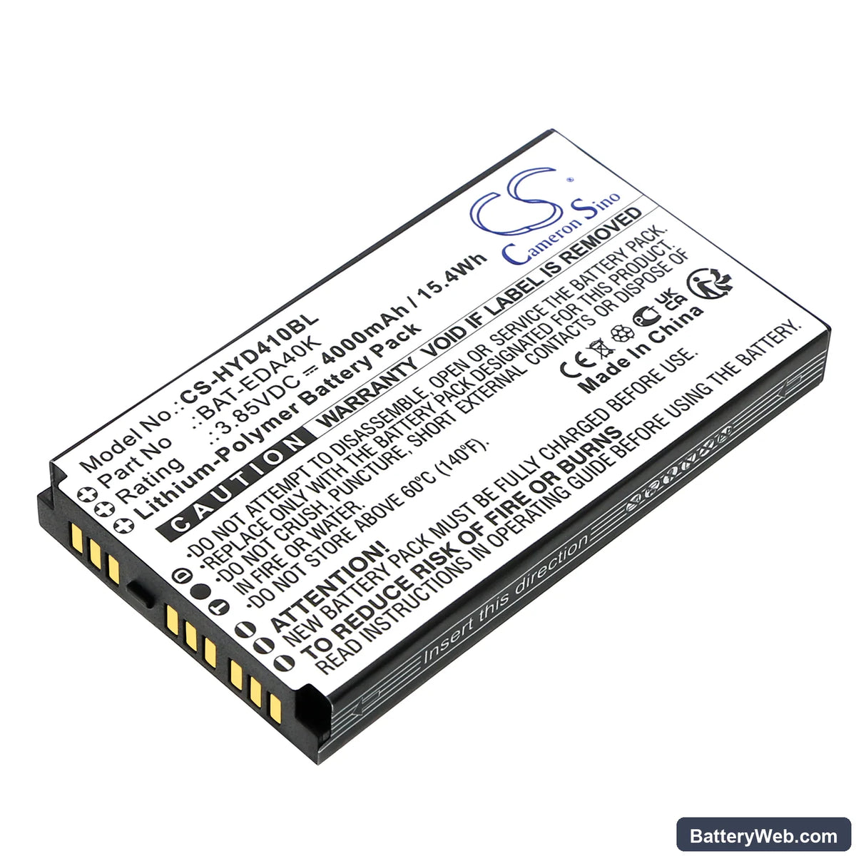 Honeywell EDA40K Replacement Battery, 3.85V, 4000mAh, Li-Polymer 1