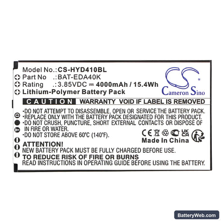 Honeywell EDA40K Replacement Battery, 3.85V, 4000mAh, Li-Polymer 3