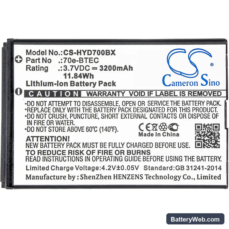 Honeywell Dolphin 60s Replacement Battery, 3.7V, 3200mAh, Li-ion 3