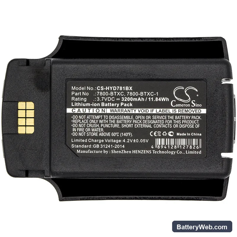 Honeywell Dolphin 7600 Replacement Battery, 3.7V, 3200mAh, Li-ion 3