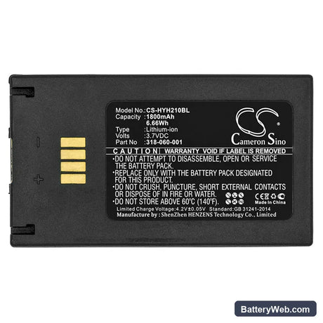 Honeywell IH21 RFID Replacement Battery, 3.7V, 1800mAh, Li-ion 3