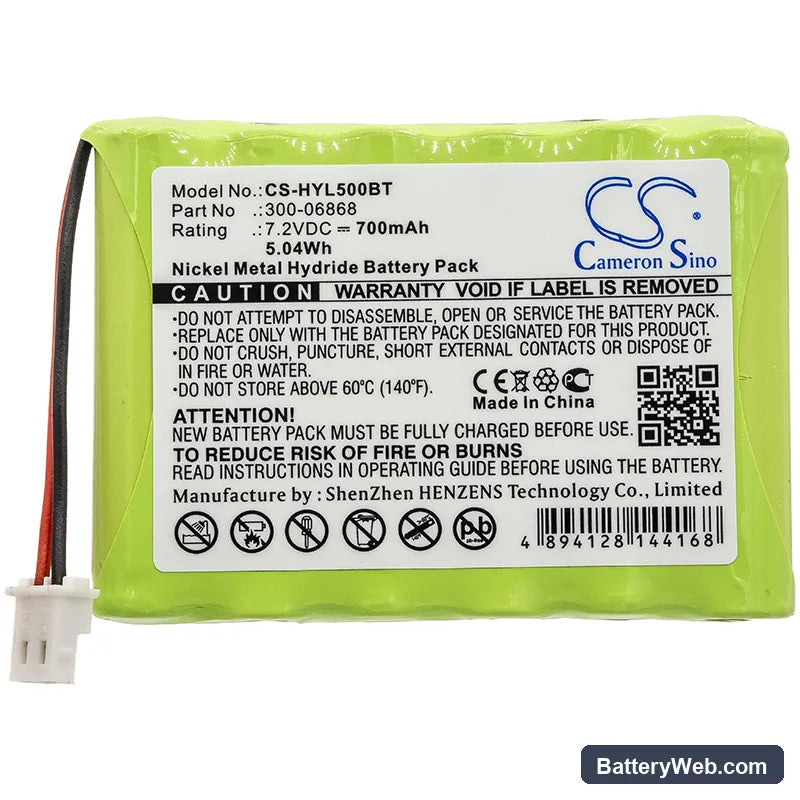 Honeywell Tss Keypad Replacement Battery, 7.2V, 700mAh, Ni-MH 3