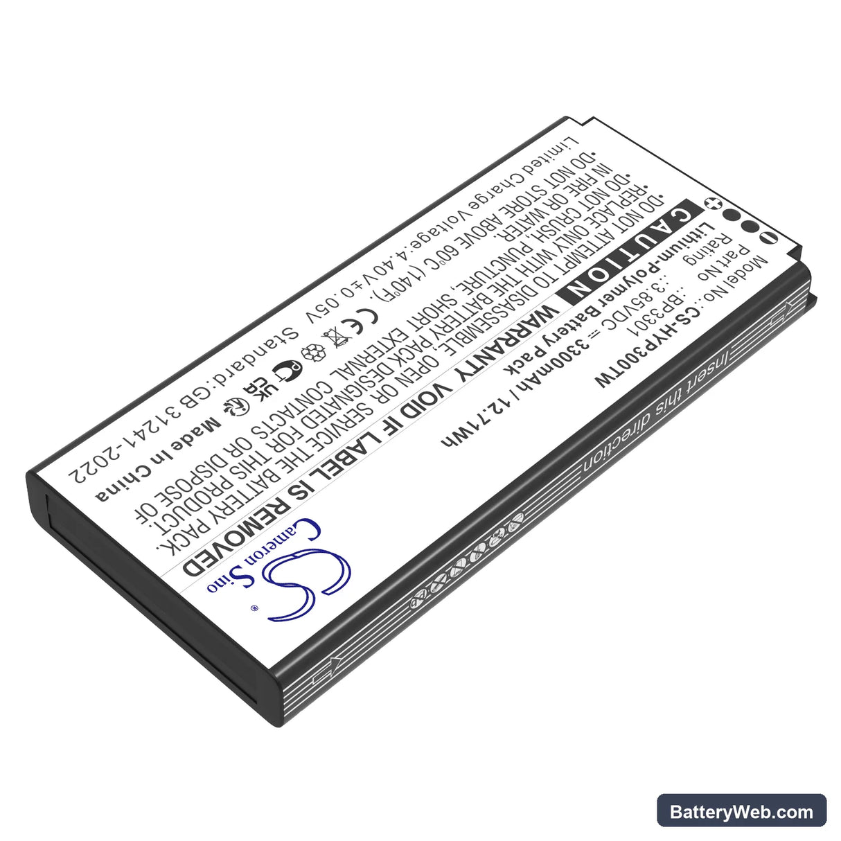 Hytera P30 Replacement Battery, 3.85V, 3300mAh, Li-Polymer 2