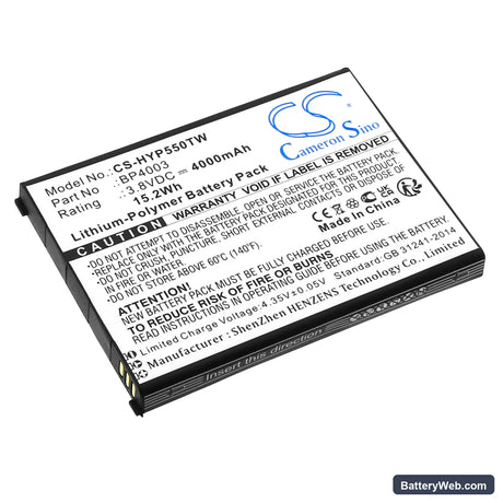 Hytera PCN550 Replacement Battery, 3.8V, 4000mAh, Li-Polymer 1
