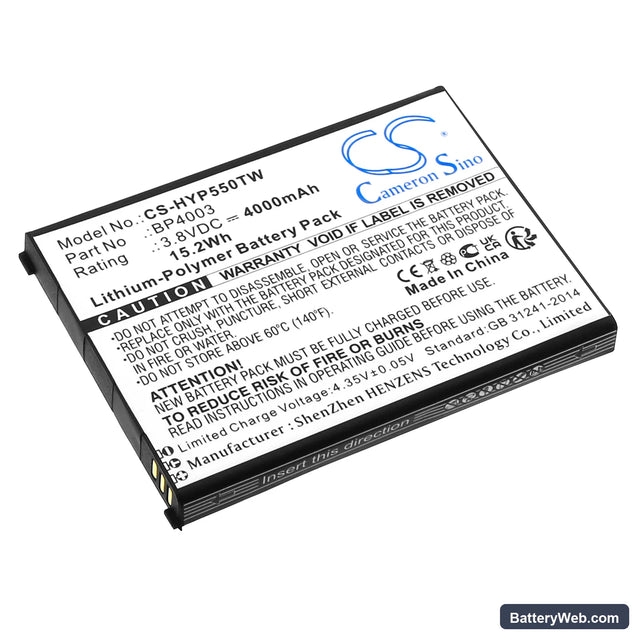 Hytera PCN550 Replacement Battery, 3.8V, 4000mAh, Li-Polymer 1