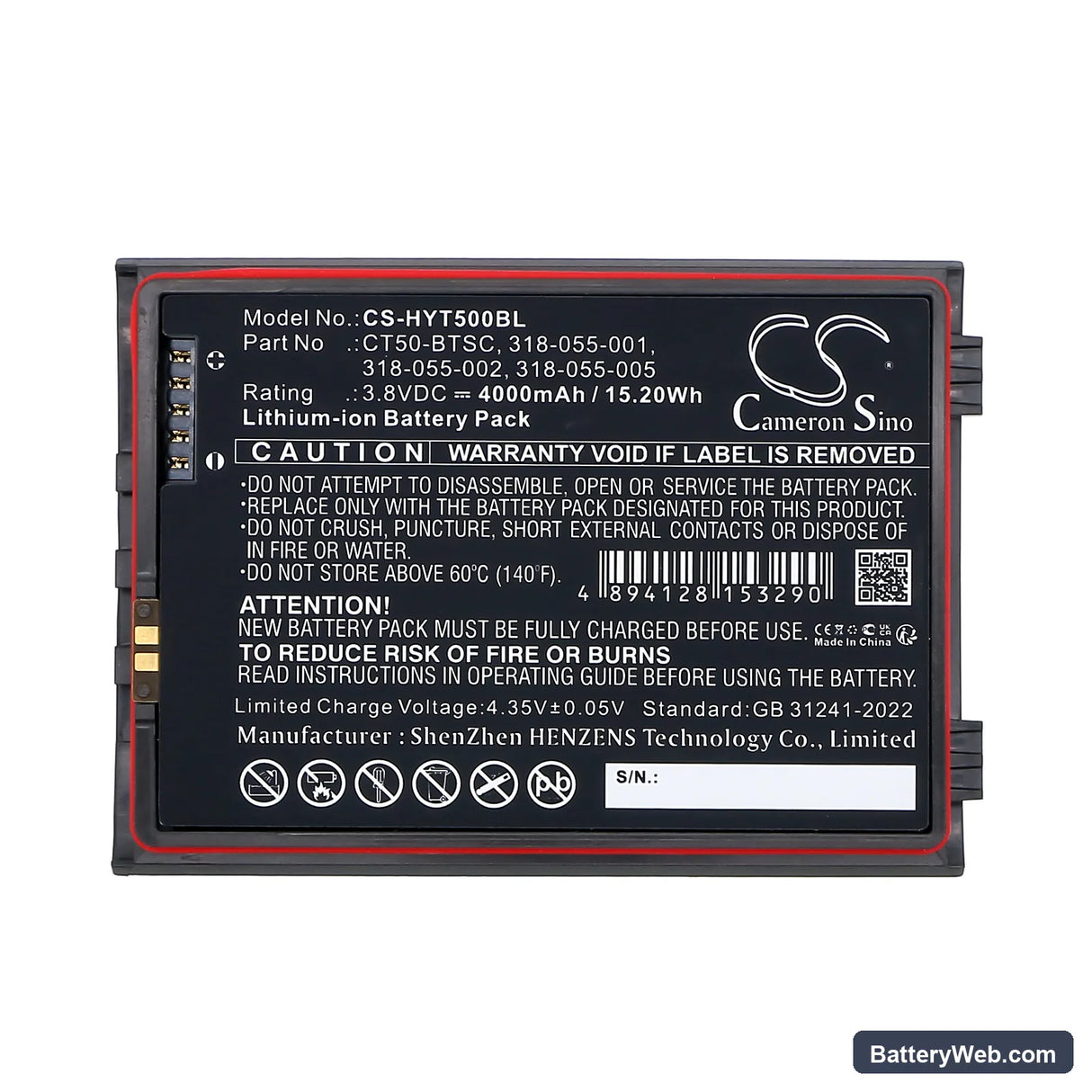 Dolphin CT40 Replacement Battery, 3.8V, 4000mAh, Li-ion 5