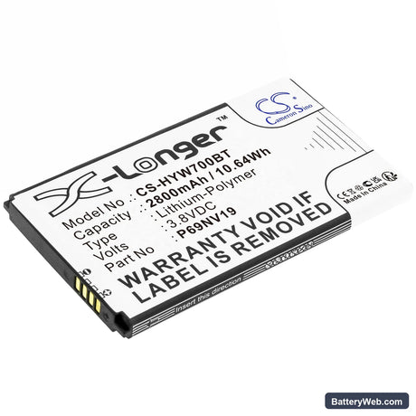 Honeywell WTS700 7" Wireless Color Touchscreen Replacement Battery, 3.8V, 2800mAh, Li-Polymer 1