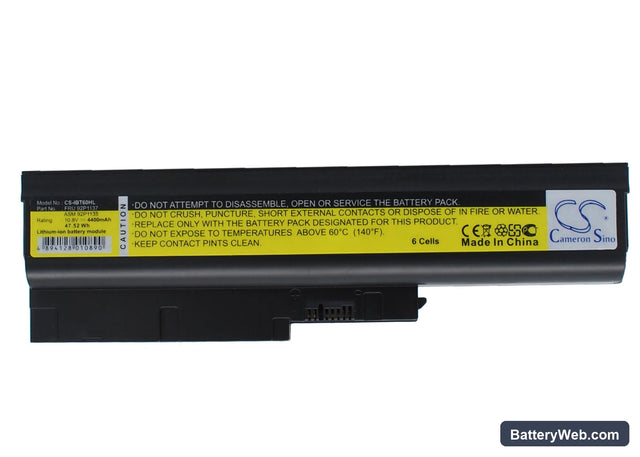 IBM ThinkPad R60 Replacement Battery, 10.8V, 4400mAh, Li-ion 1