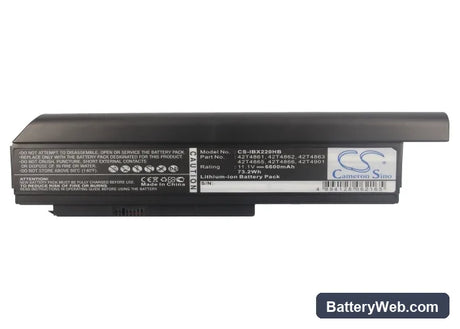 IBM ThinkPad X220 Replacement Battery, 11.1V, 6600mAh, Li-ion 5