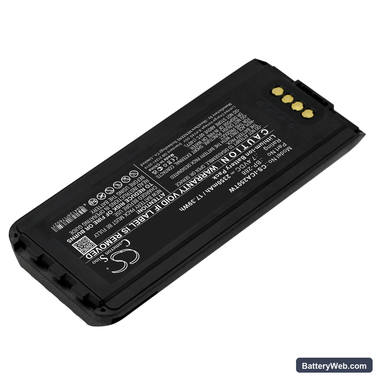 Icom IC-A25 Replacement Battery, 7.4V, 2350mAh, Li-ion 2