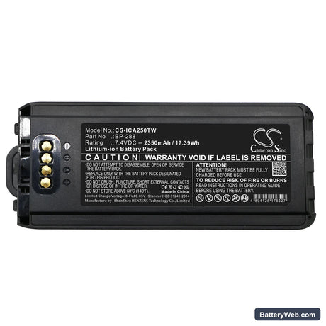 Icom IC-A25 Replacement Battery, 7.4V, 2350mAh, Li-ion 5
