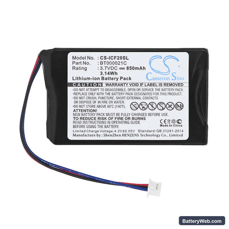 Navman F20 Replacement Battery, 3.7V, 850mAh, Li-ion 3