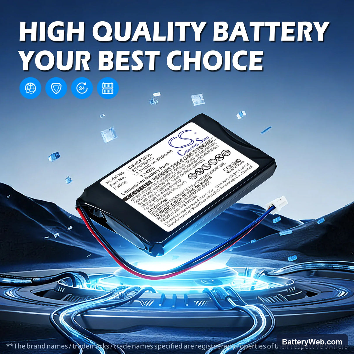 Navman F20 Replacement Battery, 3.7V, 850mAh, Li-ion 7