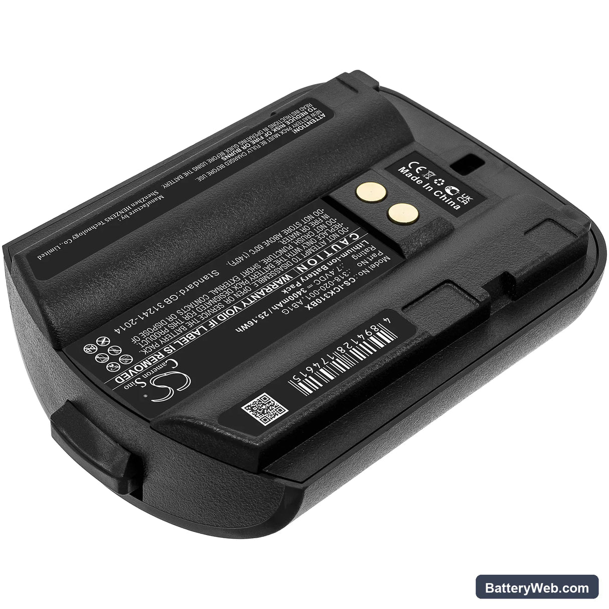 Intermec CK30 Replacement Battery, 7.4V, 3400mAh, Li-ion 2