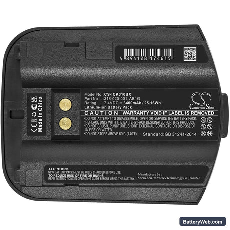 Intermec CK30 Replacement Battery, 7.4V, 3400mAh, Li-ion 5