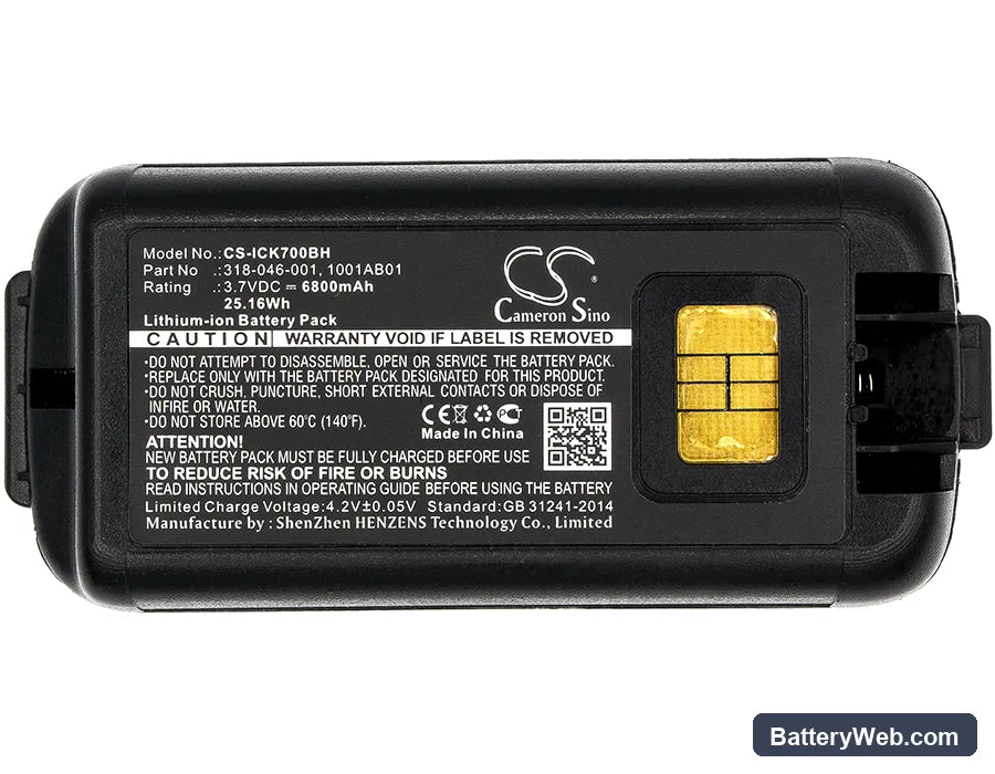 Intermec CK70 Replacement Battery, 3.7V, 6800mAh, Li-ion 3