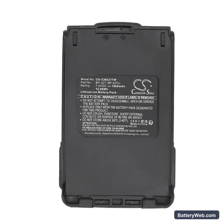 Icom IC-E85 Replacement Battery, 7.2V, 1800mAh, Li-ion 5