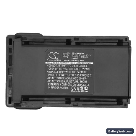 Icom IC-A14 Replacement Battery, 7.4V, 940mAh, Li-ion 5