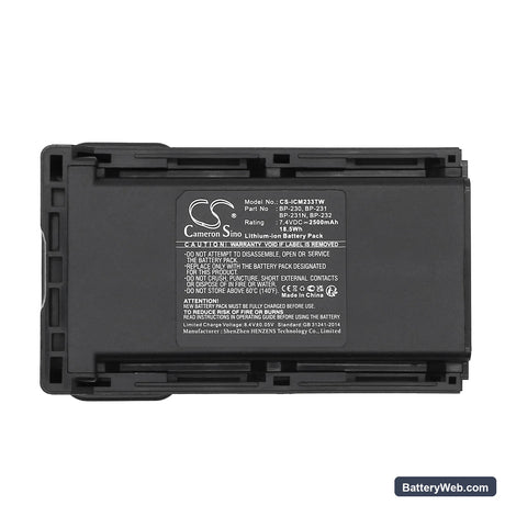 Icom IC-A14 Replacement Battery, 7.4V, 2500mAh, Li-ion 5